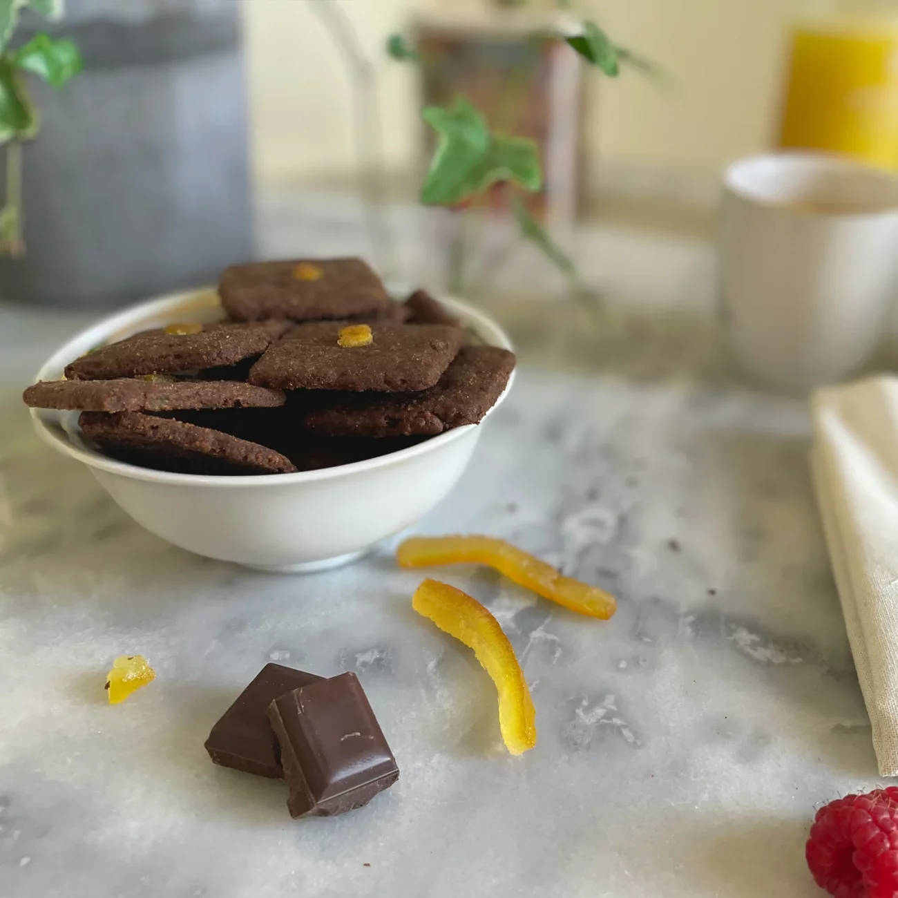 excellente création des biscuits de delphine. Recette originale d'un biscuit craquant à base de chocolat et d'orange confite